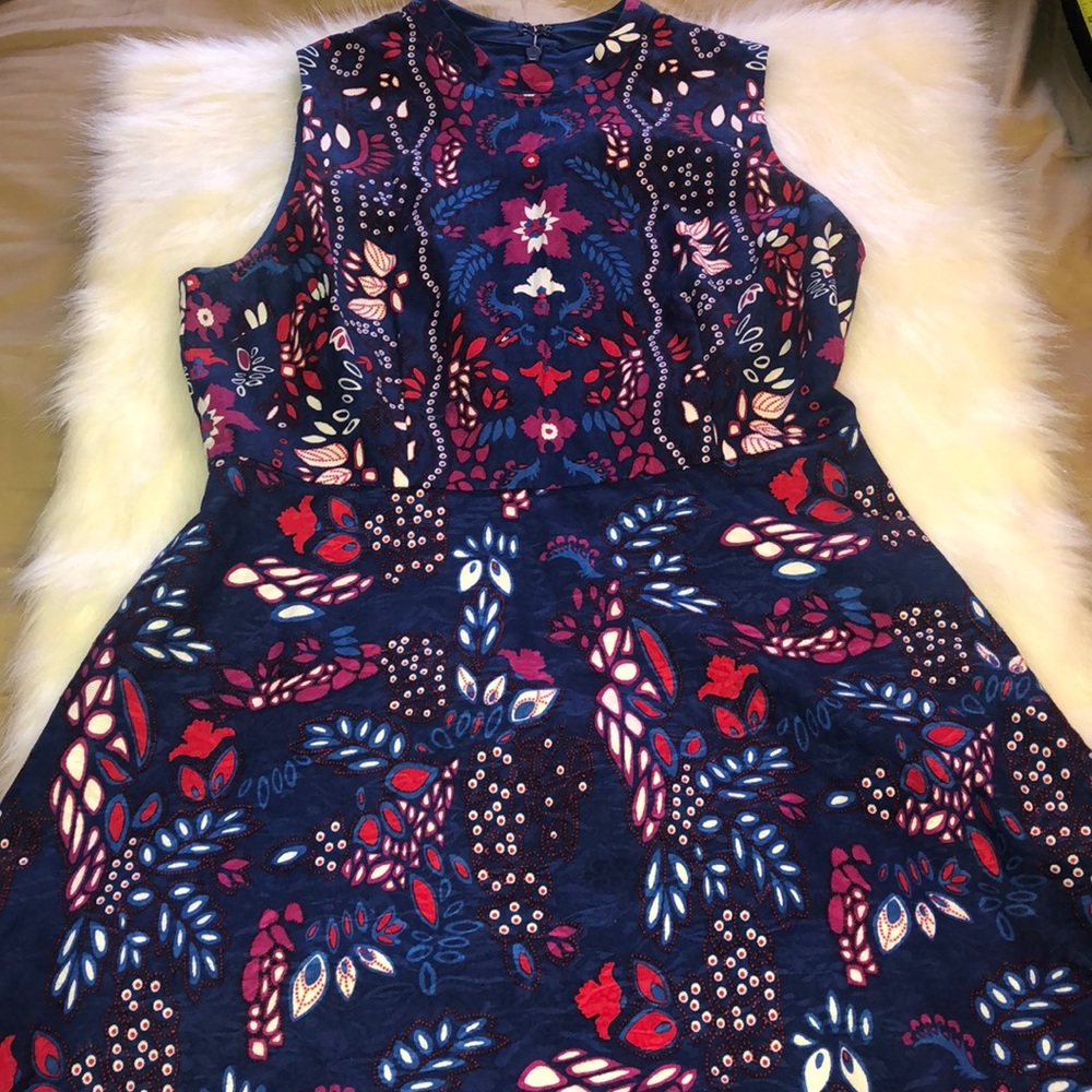 eva mendes for New York & Company Navy Floral Print Mini Dress